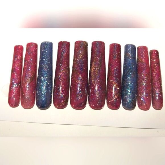 Hand crafted custom temp color change cateye 10pc xxl acrylic press on nails - Picture 4 of 8